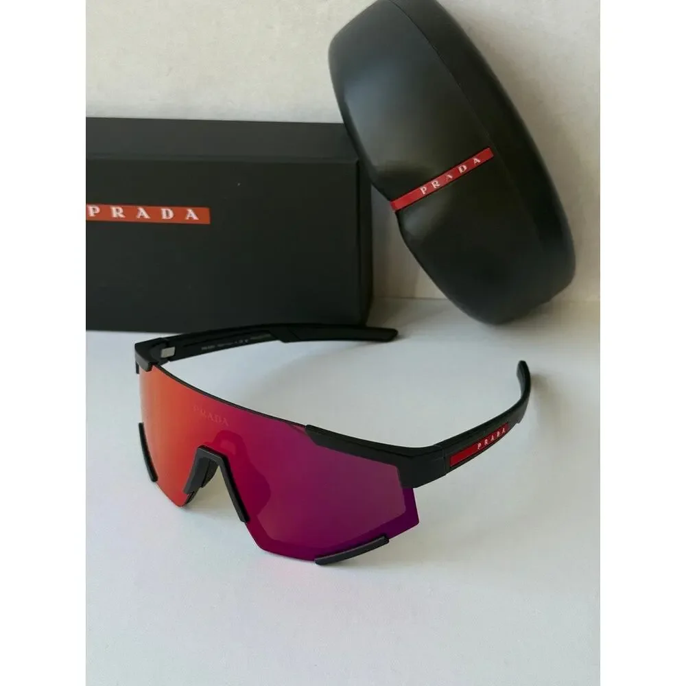 NEW Prada Sport PS04WS Sunglasses in Black Red Mirror $480